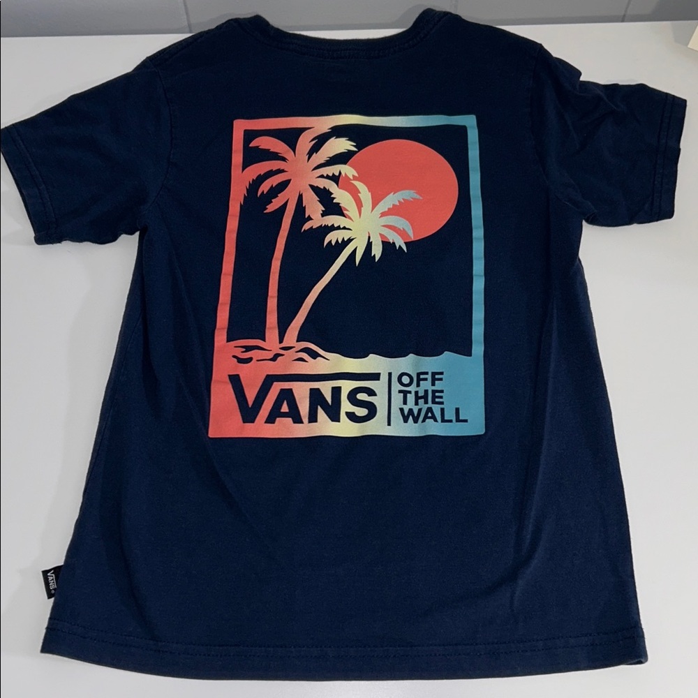 Vans Boy’s Navy Tropical Short Sleeve Graphic T-Shirt Size 6 - Picture 5 of 7